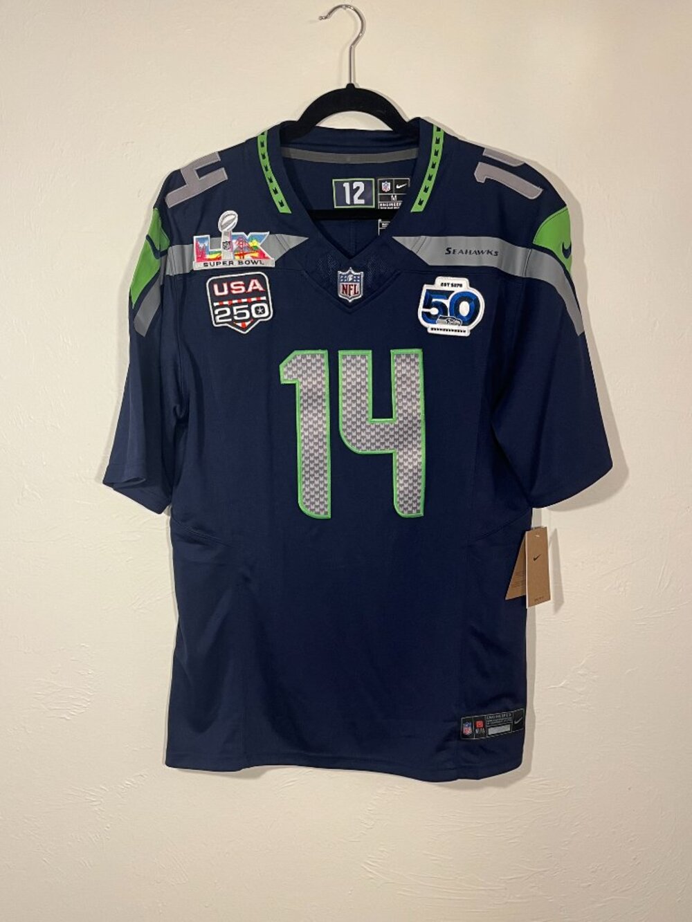 Sam Darnold #14 Seahawks 2026 Super Bowl LX Jersey All Patches Men's Sizes